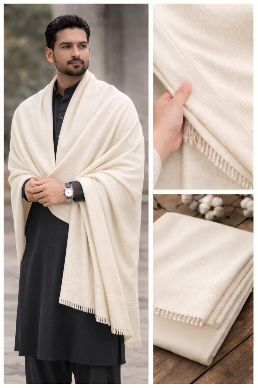 Pure pashmina wool shawl (plain border. 054)