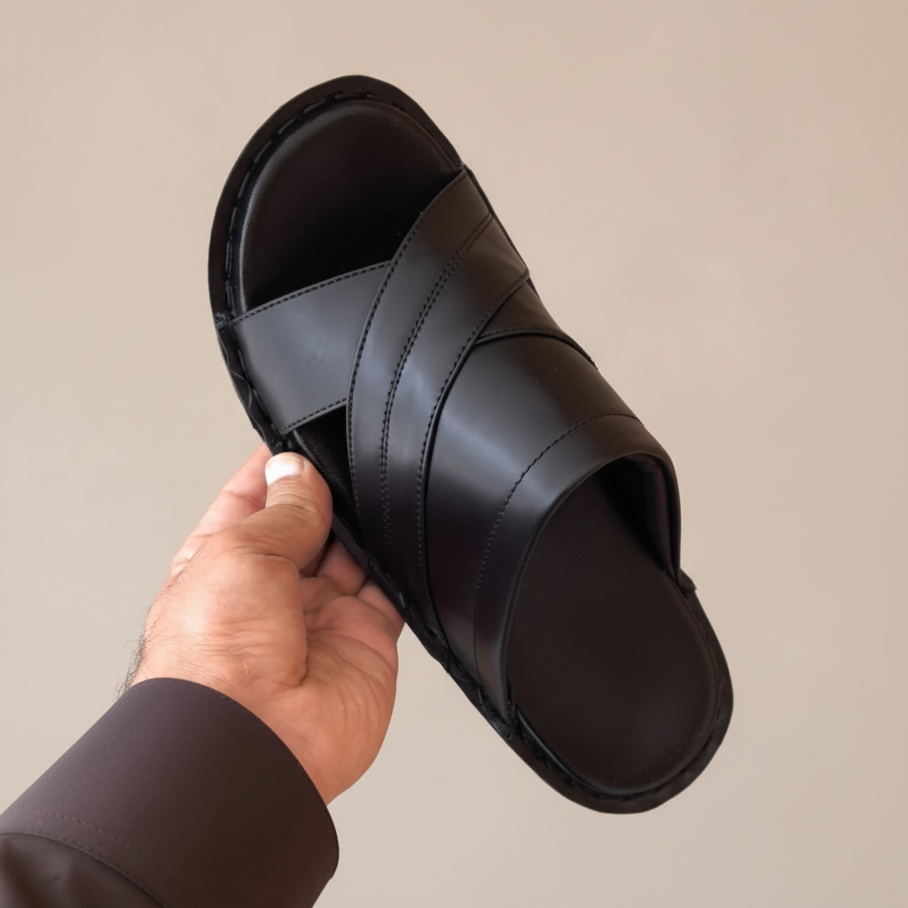 Slippers with soft neutral background