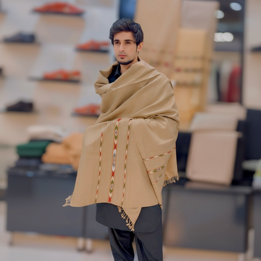 3 border Pure Woollen Shawl - Square Format