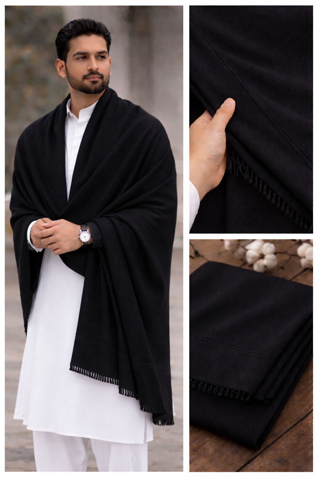 Pure pashmina wool shawl (plain border. 053)